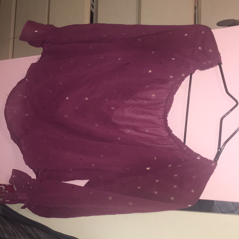 see through burgundy top